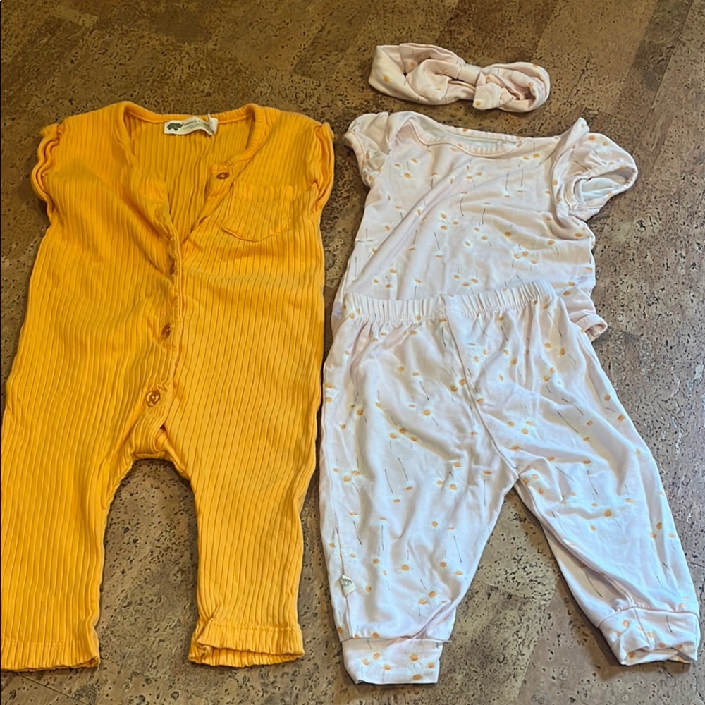 Yellow and White Kids One Piece Set